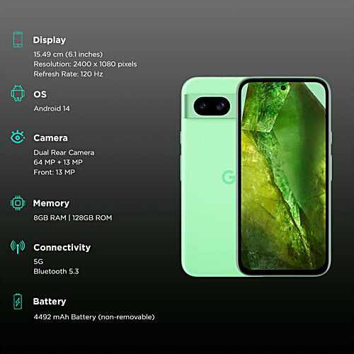 Google Pixel 8A 5G 8GB RAM, 128GB, Aloe - 2024 Model, 1 Unit  