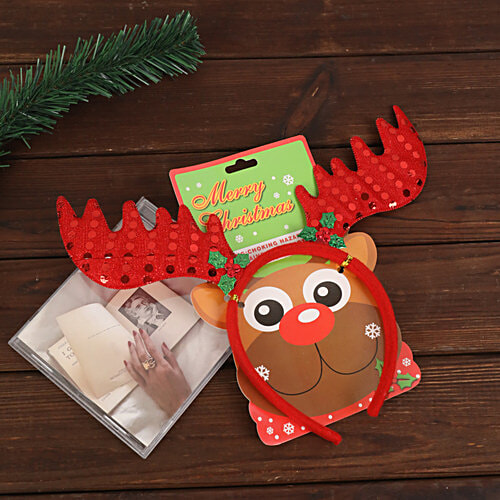 DP Reindeer Antlers Christmas Headband - For Kids & Adults, 1 pc