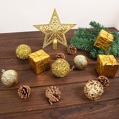 DP Christmas Electroplating Ball Ornaments - Golden & Silver, 26 pcs