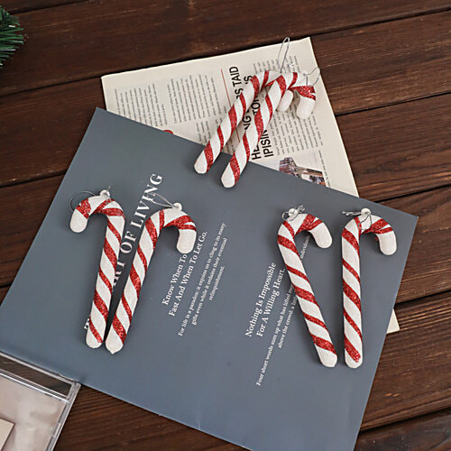 DP Candy Cane Christmas Tree Ornaments - Red & White, 6 pcs