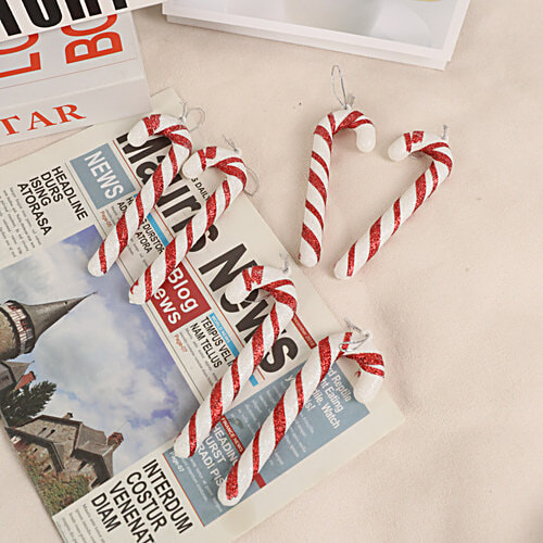 DP Candy Cane Christmas Tree Ornaments - Red & White, 6 pcs