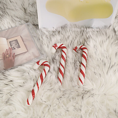 DP Candy Cane Christmas Tree Ornaments - Red & White, 6 pcs