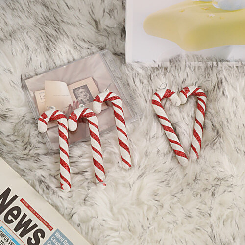 DP Candy Cane Christmas Tree Ornaments - Red & White, 6 pcs