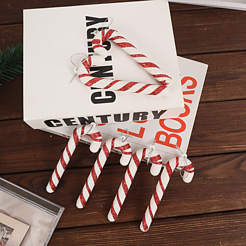 DP Candy Cane Christmas Tree Ornaments - Red & White, 6 pcs