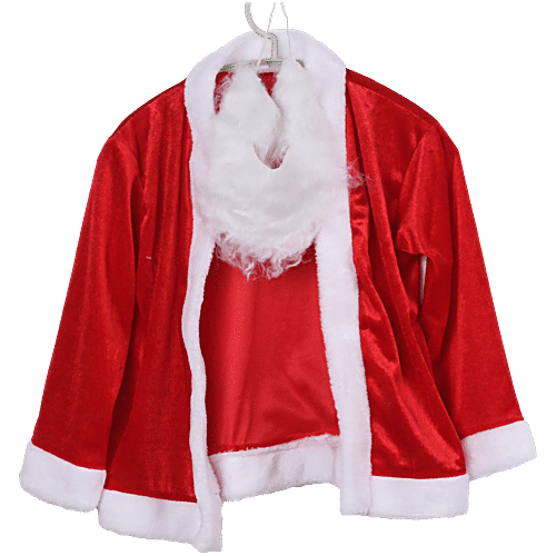 DP Santa Claus Dress Christmas Costume - With Cap, For Kids, 1 Set (3 - 6 Years)