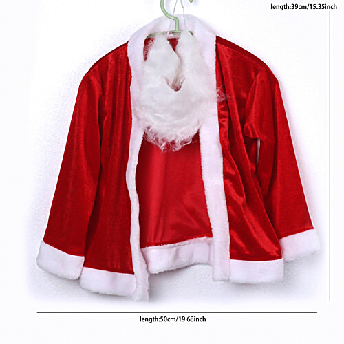 DP Santa Claus Dress Christmas Costume - With Cap, For Kids, 1 Set (3 - 6 Years)