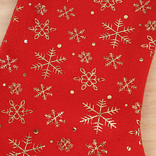 DP Plush Fleece Christmas Stocking - With Snowflake Print, Large, Red, 1 pc