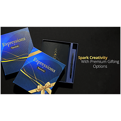 Paperkraft Gift Set A5 Hardbound Metallic Finish Cover Journal 176 Pages + Chopin Lissome Blue Ball Pen, 2 pcs  