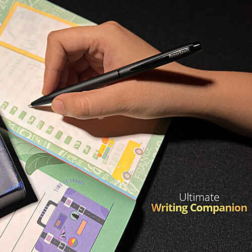 Paperkraft Gift Set A5 Hardbound Metallic Finish Cover Journal 176 Pages + Chopin Lissome Blue Ball Pen, 2 pcs  