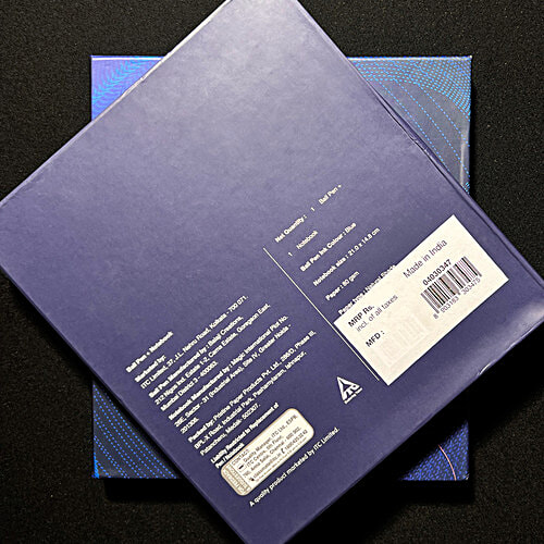 Paperkraft Gift Set A5 Hardbound Metallic Finish Cover Journal 176 Pages + Chopin Lissome Blue Ball Pen, 2 pcs  