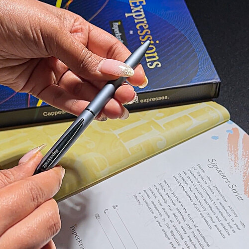 Paperkraft Gift Set A5 Hardbound Textured Cover Journal 176 Pages + Chopin Lissome Blue Ball Pen, 2 pcs  