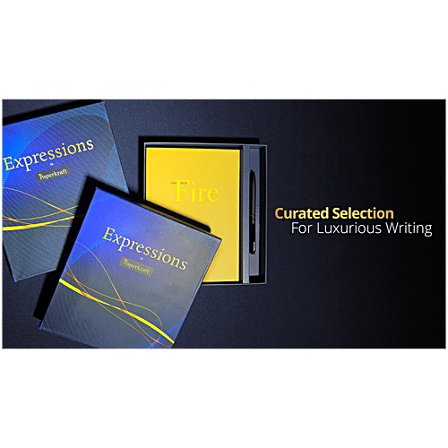 Paperkraft Gift Set A5 Hardbound Textured Cover Journal 176 Pages + Chopin Lissome Blue Ball Pen, 2 pcs  