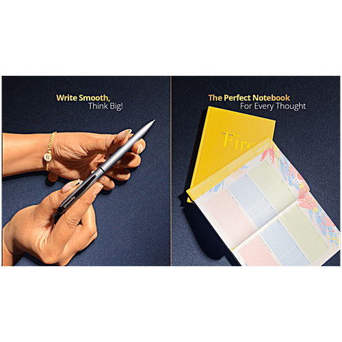 Paperkraft Gift Set A5 Hardbound Textured Cover Journal 176 Pages + Chopin Lissome Blue Ball Pen, 2 pcs  