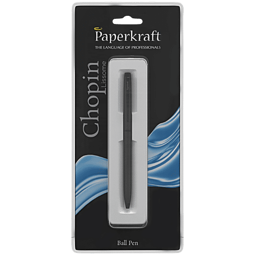 Paperkraft Chopin Lissome Matte Black Body - Metal Body Pen, Blue Ink Ball, Slim & Sleek, 1 pc  0.7mm Stainless Steel Tip, Best For Gifting & Professional Use, Office meeting essentials