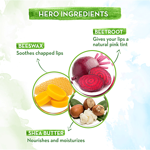 Mamaearth Beetroot Tinted 100% Natural Lip Balm, 2 g 12 Hr Moisturization, For Dry & Chapped Lips, Natural Pink Tint, Brightens Lips