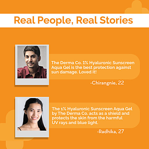 The Derma Co 1% Hyaluronic SPF 50 PA++++ Sunscreen Aqua Gel, 80 g No white-cast, For Broad Spectrum & Blue Light Protection