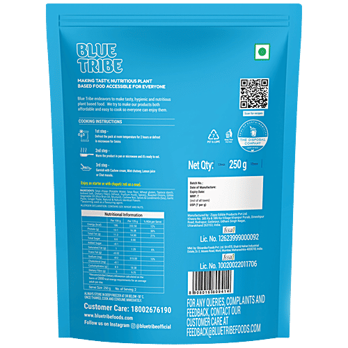 Blue Tribe Foods Afghani Soya Chaap - Just Heat & Eat, 250 g Vegetarian, No Maida, No Preservatives, High Protein