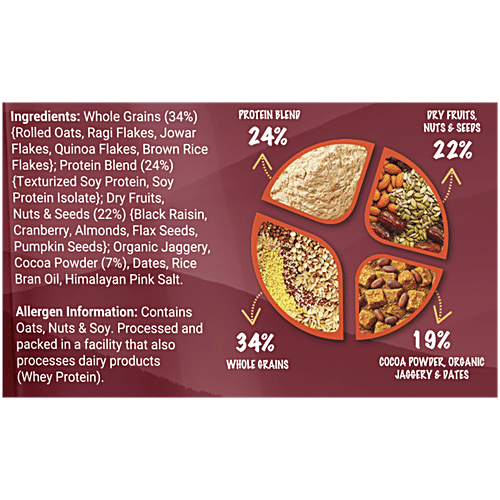 Pintola Dark Chocolate & Cranberry High Protein Muesli, 400 g 22 g Protein, Natural Ingredients, High in Fibre