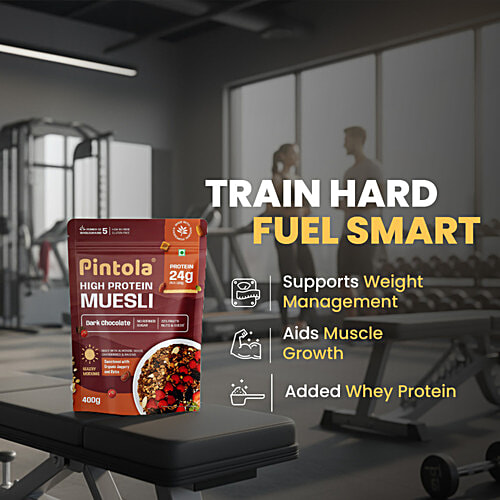Pintola Dark Chocolate & Cranberry High Protein Muesli, 400 g 22 g Protein, Natural Ingredients, High in Fibre