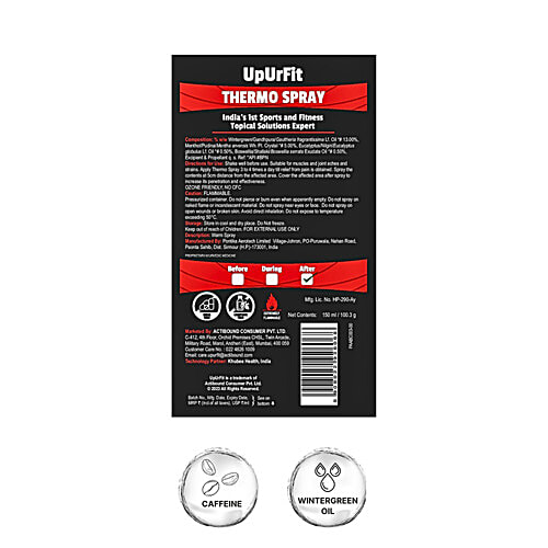 UpUrFit Thermo Spray For Muscle & Joint Pain Relief, 150 ml