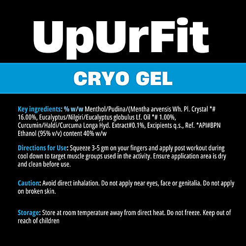 UpUrFit Post Sport & Workout Recovery Cryo Gel, 100 g Anti Oxidant, Anti Inflammation, Anti Fungal
