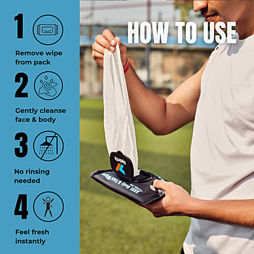 UpUrFit XXXL Body & Face Wipes, 10 pcs Post Sport & Workout Hair Cleansing