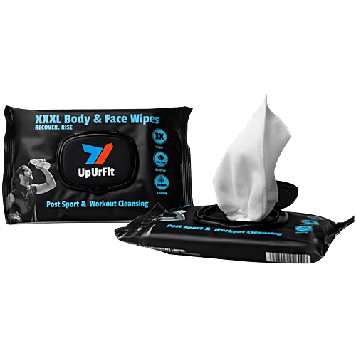 UpUrFit XXXL Body & Face Wipes, 10 pcs Post Sport & Workout Hair Cleansing
