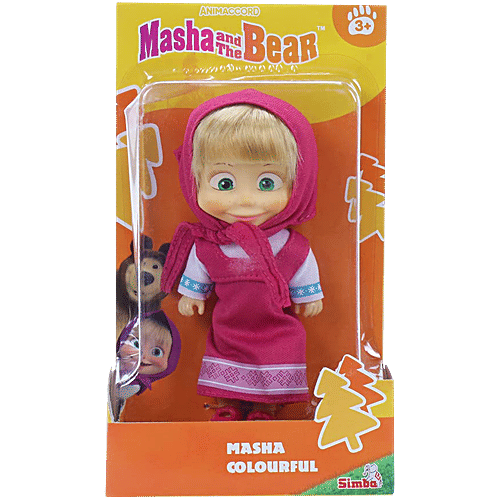 Wembley Masha & The Bear 11 Cm Toy Girl Doll - Pink, 1 pc  Famous Cartoon, Ideal Gift For Girls, Kids, Masha with a Scarf
