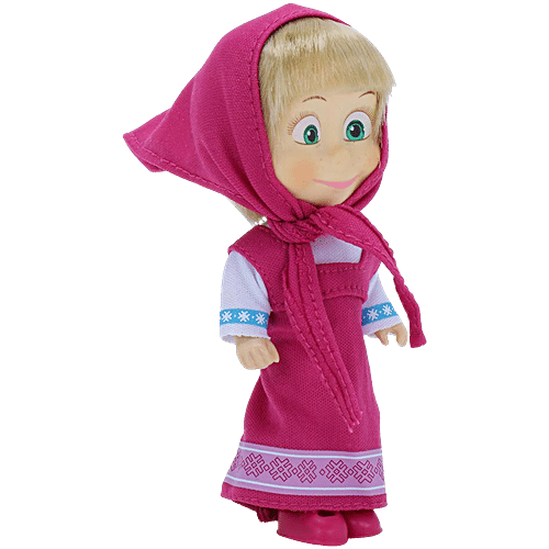 Wembley Masha & The Bear 11 Cm Toy Girl Doll - Pink, 1 pc  Famous Cartoon, Ideal Gift For Girls, Kids, Masha with a Scarf