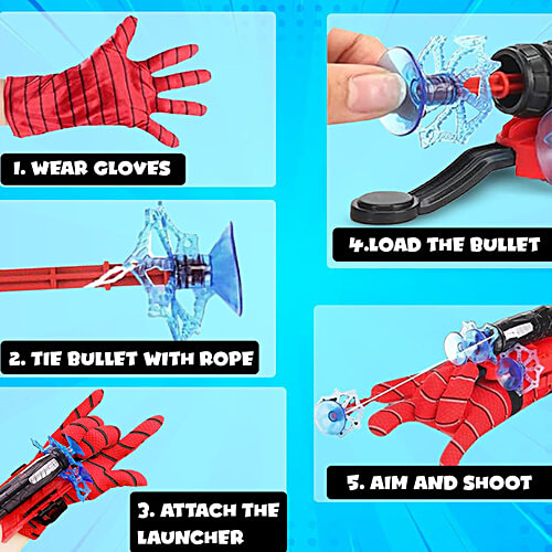 Wembley Spider Web Shooter Toys For Kids - Gloves Launcher Wrist, Cosplay Launcher, Sticky Wall Soft Bomb, 1 pc  