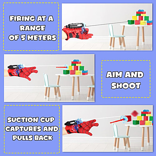 Wembley Spider Web Shooter Toys For Kids - Gloves Launcher Wrist, Cosplay Launcher, Sticky Wall Soft Bomb, 1 pc  