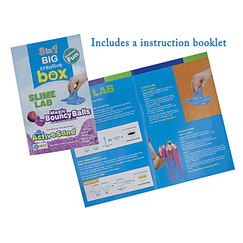 Ekta 3 In 1 Big Creative Box Slime Lab - Magic Bouncy Balls & Active Sand Sea Creatures, 36 pcs