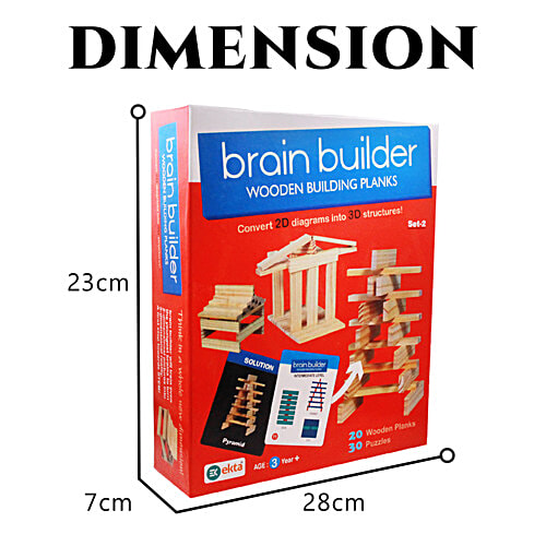 Ekta Brain Builder - Set 2, Age 3+, 50 pcs  Wooden Building Planks