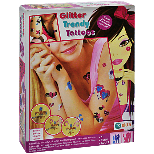 Ekta Glitter Trendy Body Tattoos - Age 5+, 1 pc  