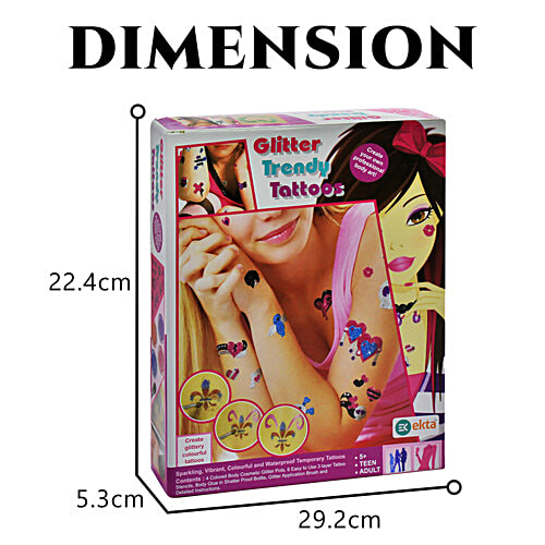 Ekta Glitter Trendy Body Tattoos - Age 5+, 1 pc  