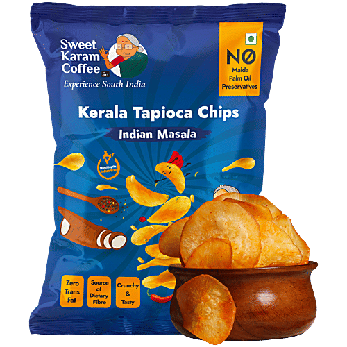Sweet Karam Coffee Indian Masala Kerala Tapioca Chips, 65 g No Maida