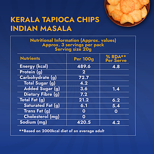 Sweet Karam Coffee Indian Masala Kerala Tapioca Chips, 65 g No Maida
