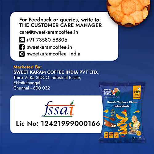 Sweet Karam Coffee Indian Masala Kerala Tapioca Chips, 65 g No Maida
