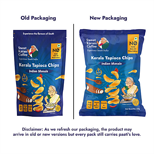 Sweet Karam Coffee Indian Masala Kerala Tapioca Chips, 65 g No Maida