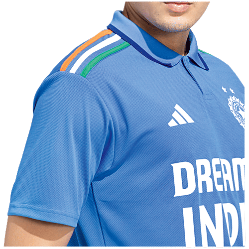 Adidas Cricket Men's ODI Fan Jersey Short Sleeve True Blue For Champions Trophy, 1 pc (Size - M) 
