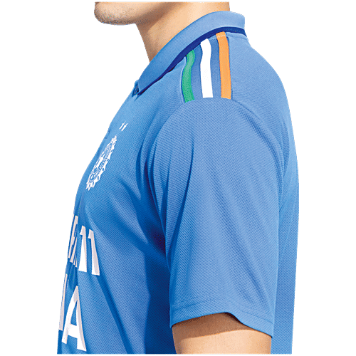 Adidas Cricket Men's ODI Fan Jersey Short Sleeve True Blue For Champions Trophy, 1 pc (Size - M) 