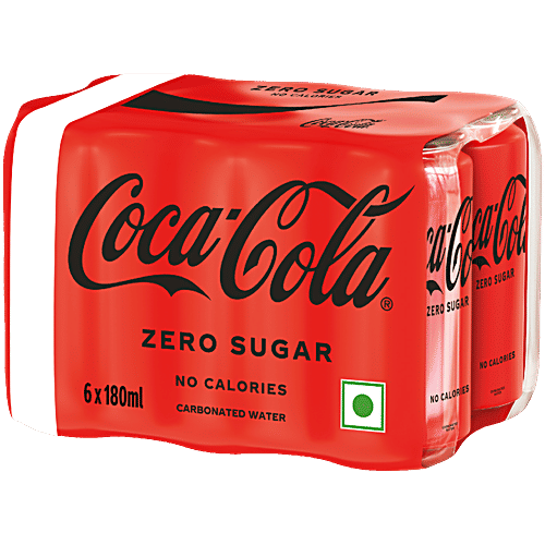 Coca Cola Coke Zero Sugar, 180 ml (Pack of 6) No Calories, Carbonated Water