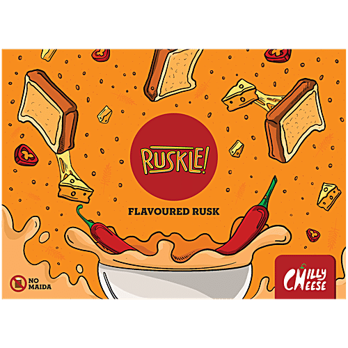 Ruskle Chilly Cheese Flavoured Rusk, 200 g  