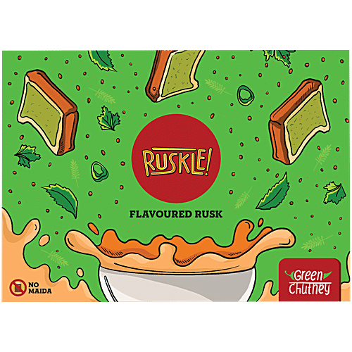 Ruskle Green Chutney Flavoured Rusk, 200 g  