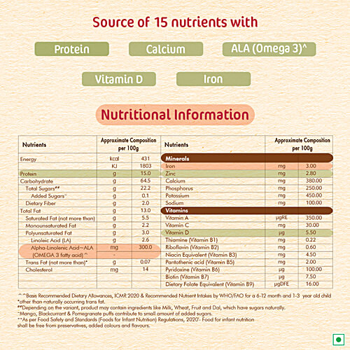 Nestle Cerelac 5 Grains & Fruits Baby Cereal - No Refined Sugar, 18-24 Months, 300 g Bag-In-Box