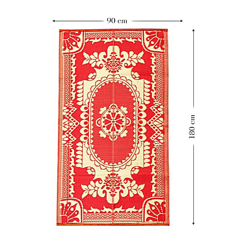 Sapana Carpet-Mats Chittagong Fold Chatai/Mat - Red & Gold, 1 pc Polypropylene