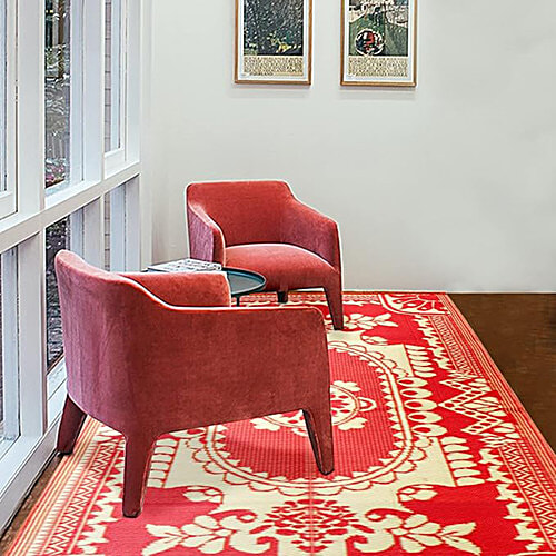 Sapana Carpet-Mats Chittagong Fold Chatai/Mat - Red & Gold, 1 pc Polypropylene