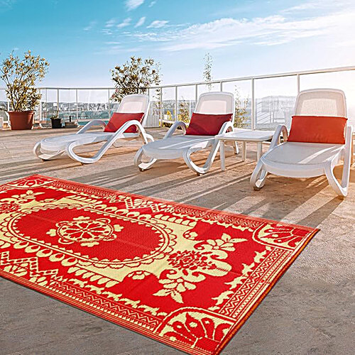 Sapana Carpet-Mats Chittagong Fold Chatai/Mat - Red & Gold, 1 pc Polypropylene