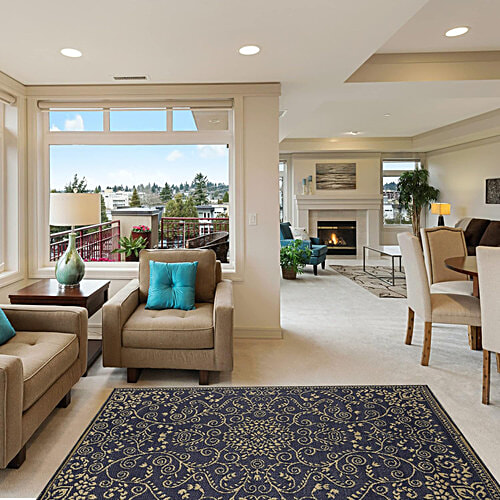 Sapana Carpet-Mats Murano Midnight Fold Chatai/Mat - Blue & Gold, 1 pc Polypropylene