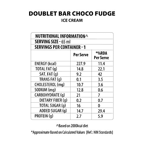 Baskin Robbins Choco Fudge Doublet Bar Stickless Ice Cream, 65 ml